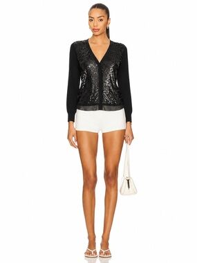 NWT JAMIE GRIES CozyChic 100% CottonCollection Black Sequin Cardigan 📐M
